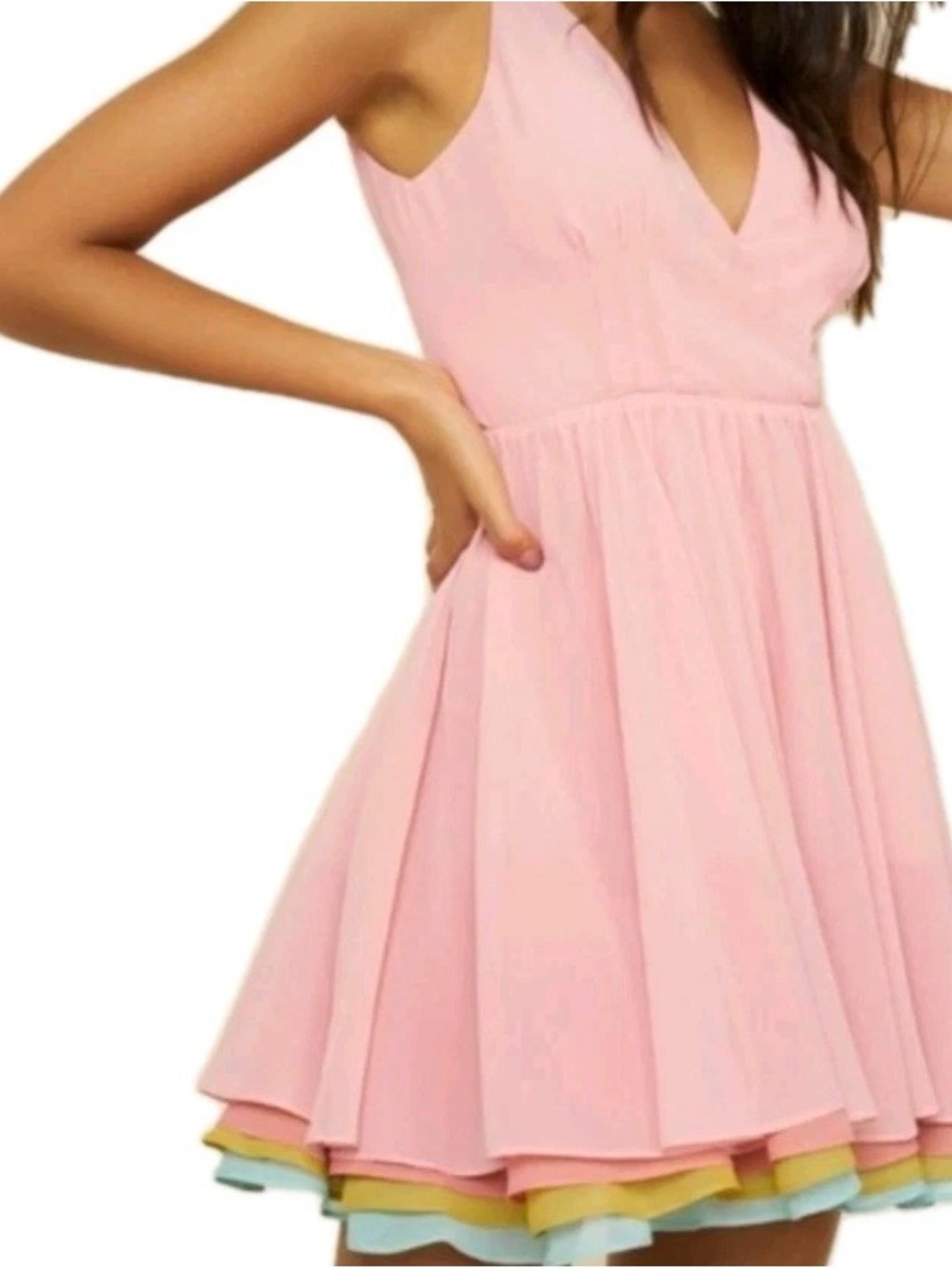 Hutch Pink Midi Dress with Multicolor Hem